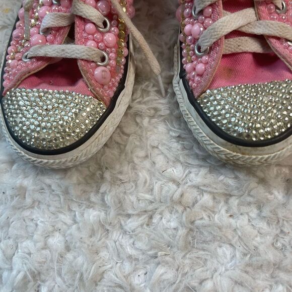Converse little girl pink Bling low top lace up pink sneakers size 12 - Picture 8 of 12